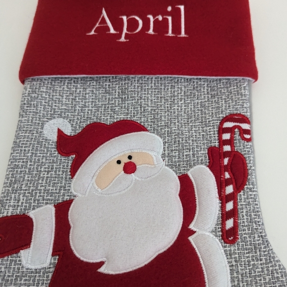 Monogram APRIL Personalized Christmas Stocking Custom Santa Candy Cane - Picture 6 of 7